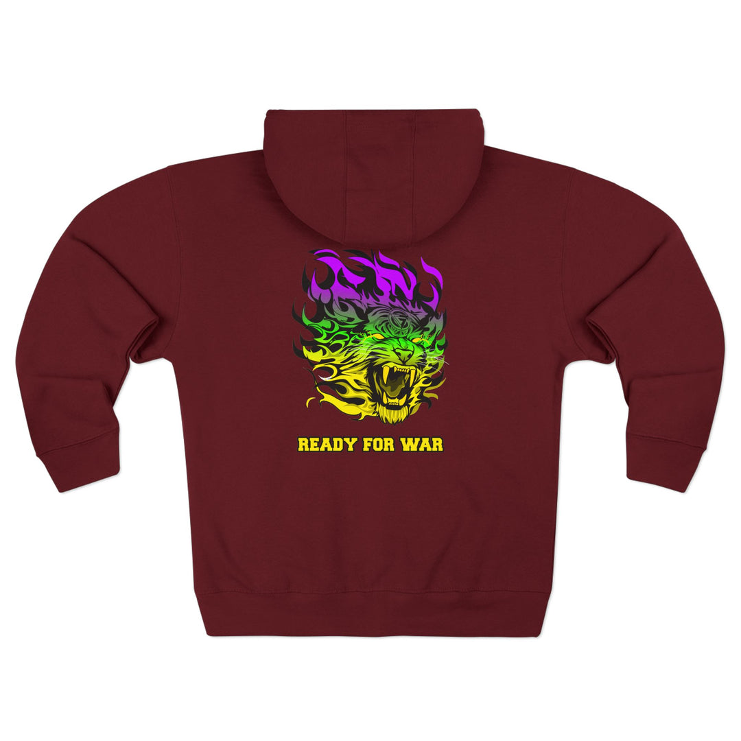 TIGER FLAME YELLOW GREEN PURPLE/READY FOR WAR ZIP UP