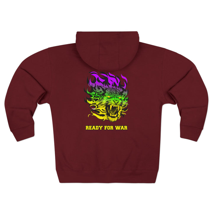 TIGER FLAME YELLOW GREEN PURPLE/READY FOR WAR ZIP UP