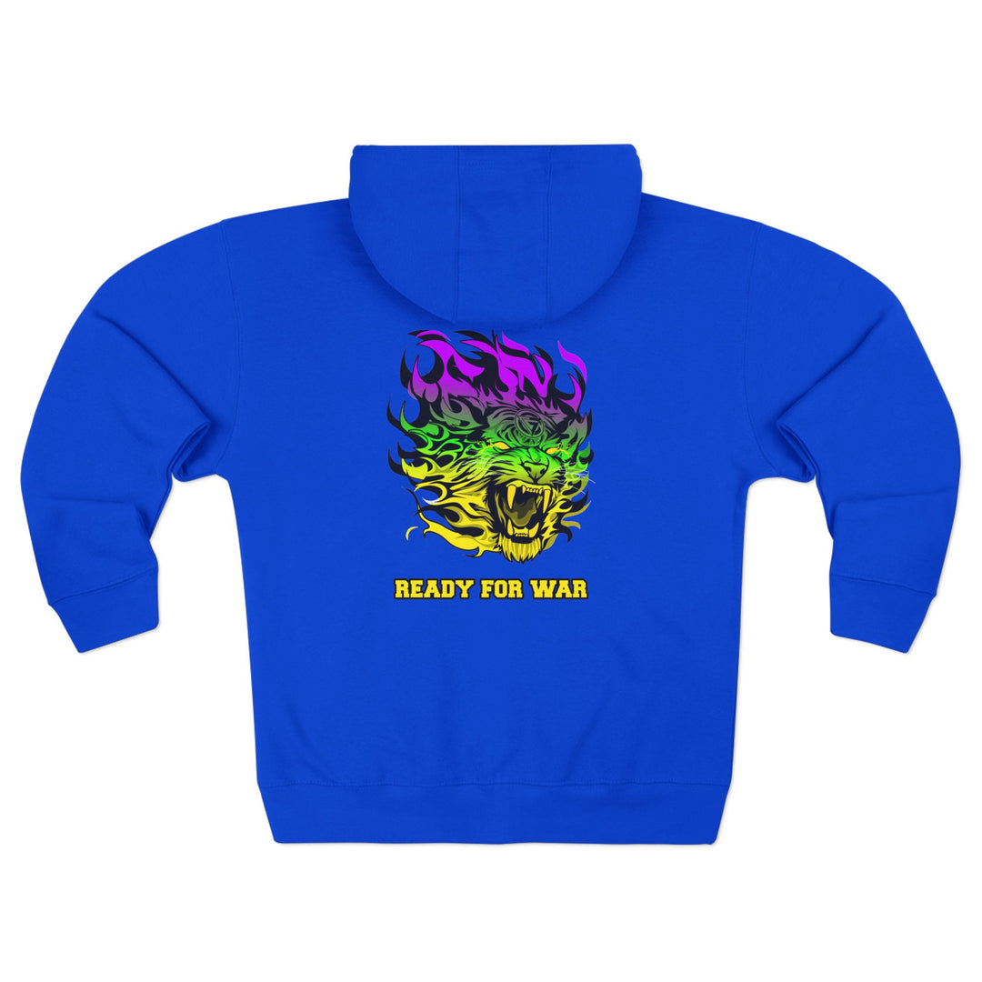 TIGER FLAME YELLOW GREEN PURPLE/READY FOR WAR ZIP UP