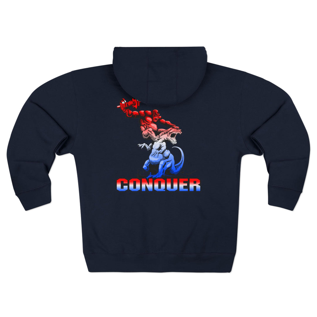 CG APE VS ZILLA 2ND FIGHTRED WHITE BLUE FADE /CONQUER ZIP UP