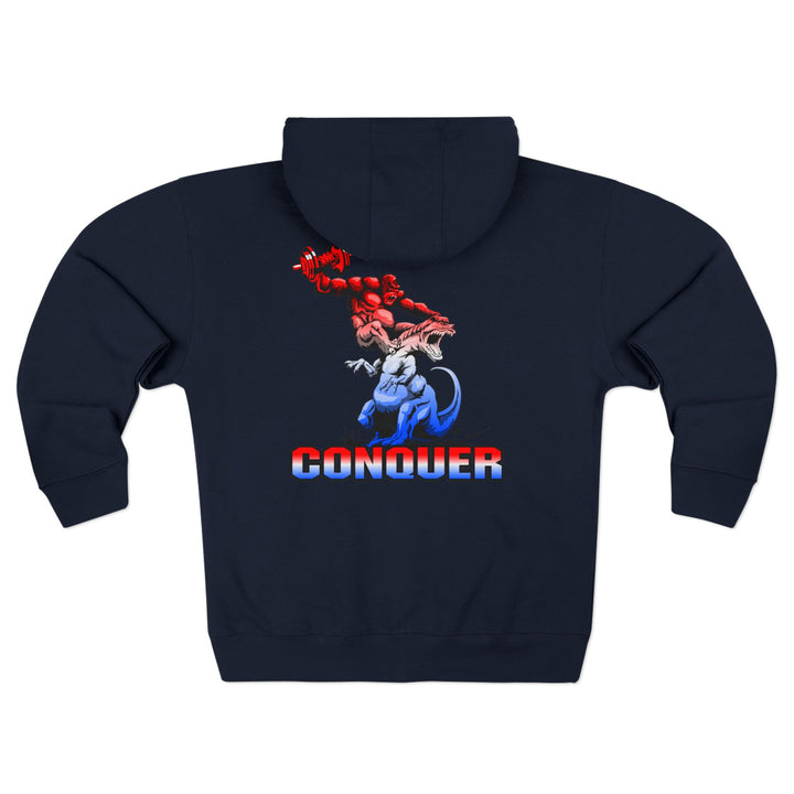 CG APE VS ZILLA 2ND FIGHTRED WHITE BLUE FADE /CONQUER ZIP UP
