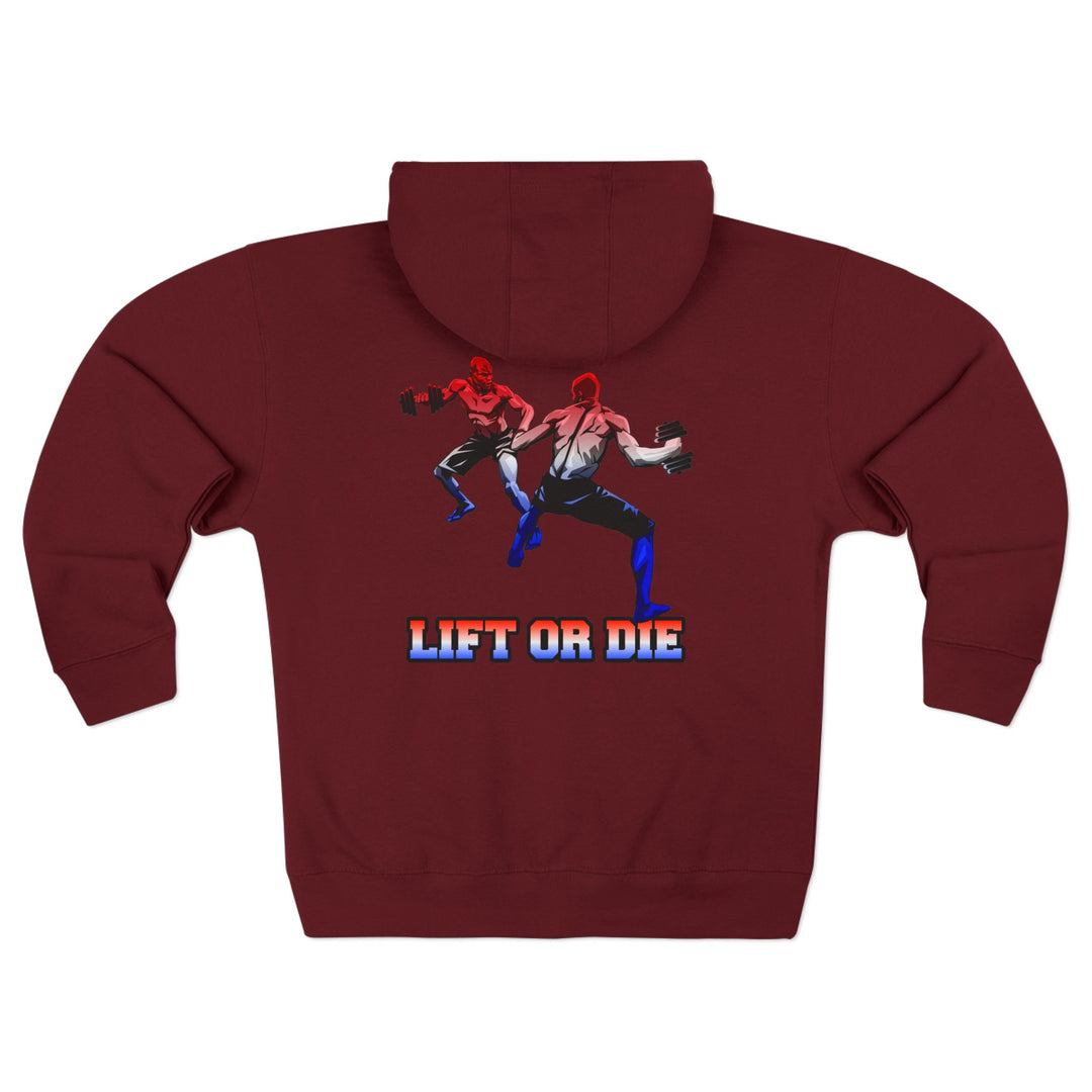 CG MAN VS SELF FIGHT RED WHITE BLUE ZIP UP