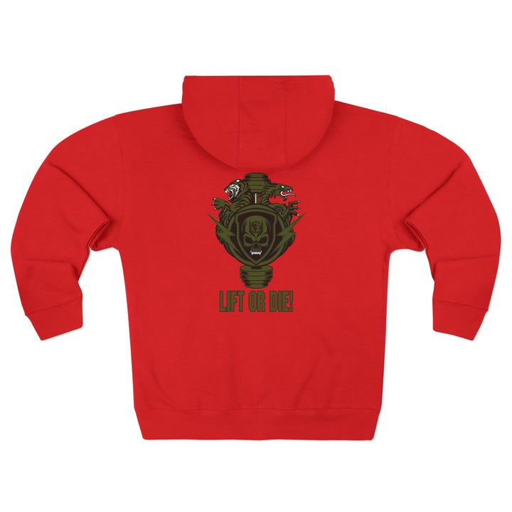 CG SGL SKULL DRAGON TIGER BELL ARMY GREEN /LIFT OR DIE ZIP UP