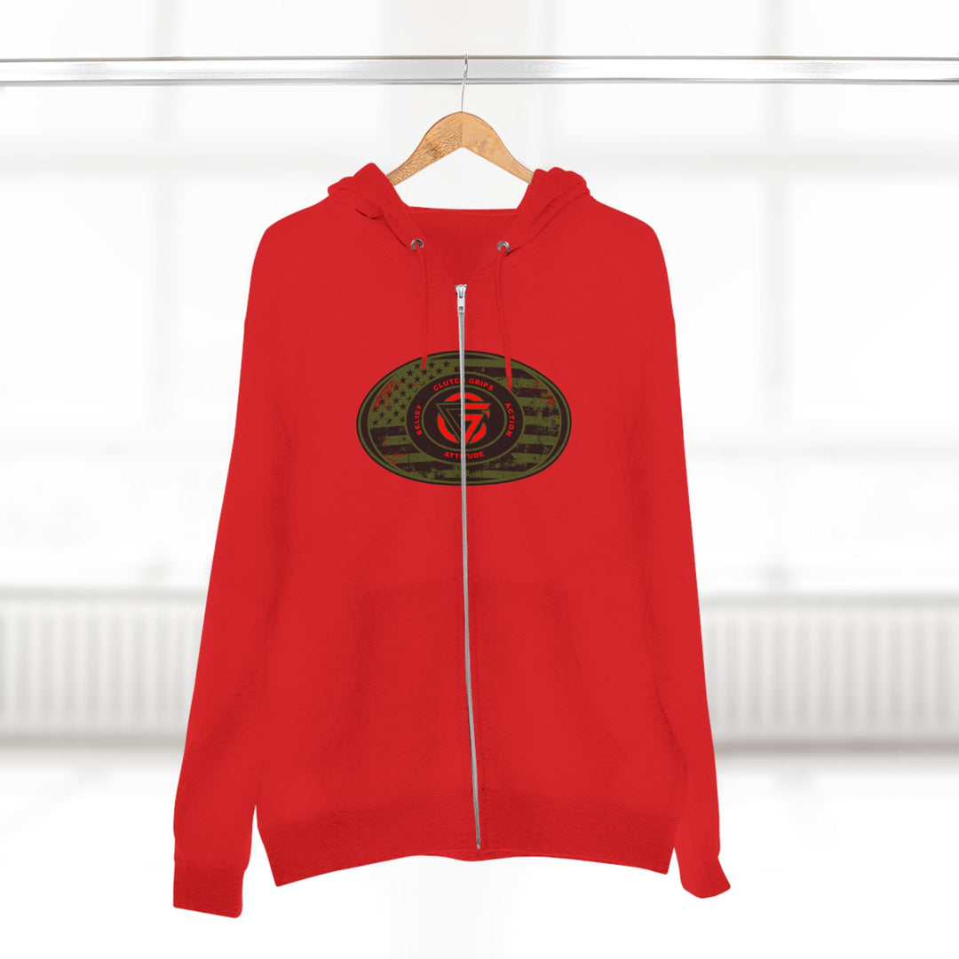 CG ANGRY DOG MILITARY GREEN BLOOD RED /AMERICAN SAVAGE ZIP UP