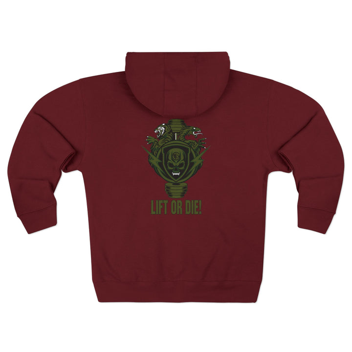 CG SGL SKULL DRAGON TIGER BELL ARMY GREEN /LIFT OR DIE ZIP UP