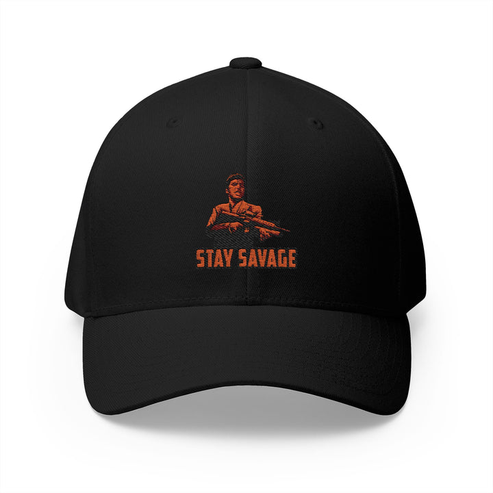 CG FINAL BOSS RED BLACK LOGO /FLAG /STAY SAVAGE Closed-Back Structured Cap (Embroidery)