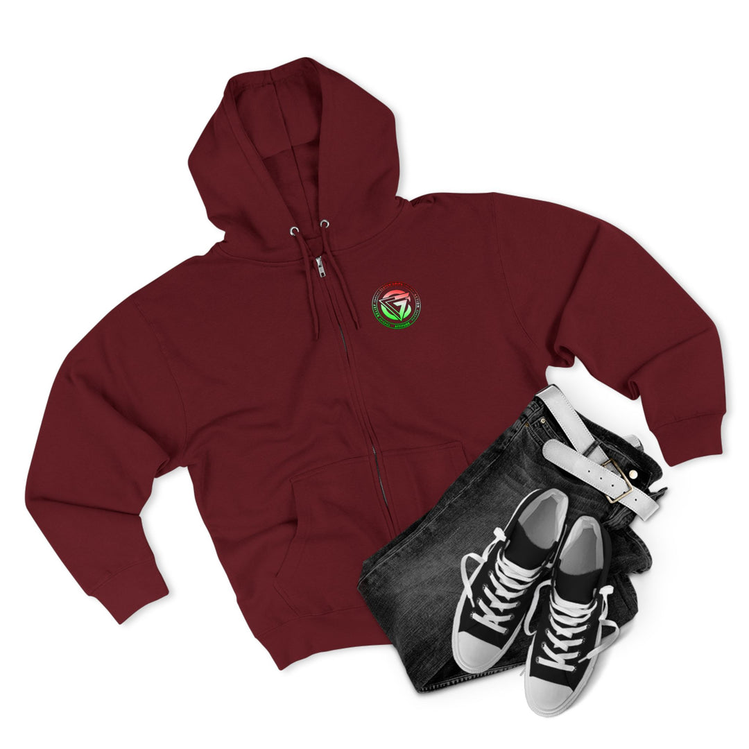 SKULLATOR SGL BELL DRAGON TIGER RED WHITE GREEN FADE/READY FOR WAR ZIP UP