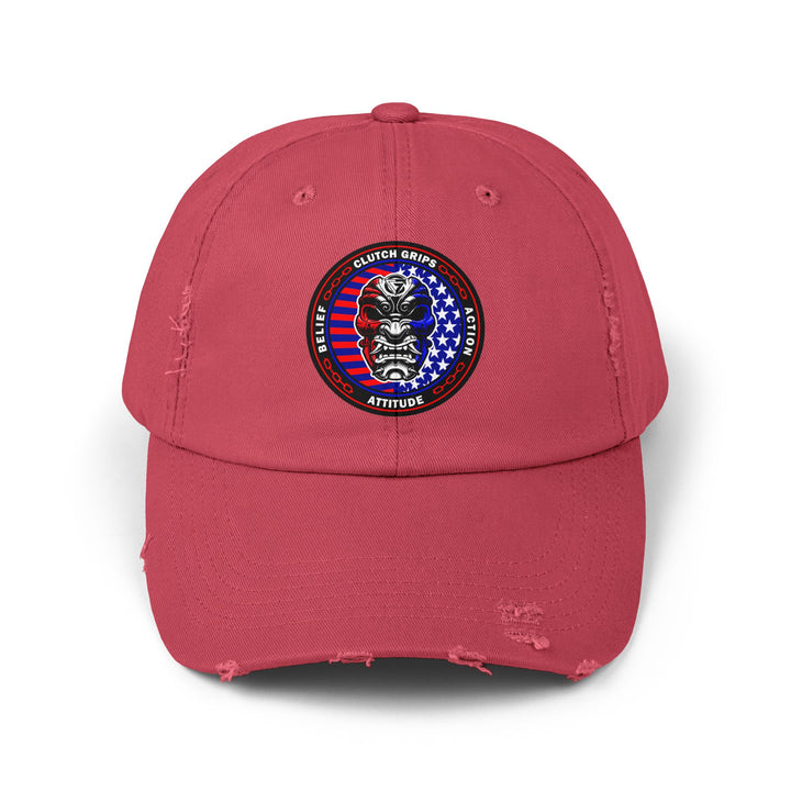 SAMURAI MASK RED WHITE BLUE FLAG/BELIEF ATTITUDE ACTION CAP