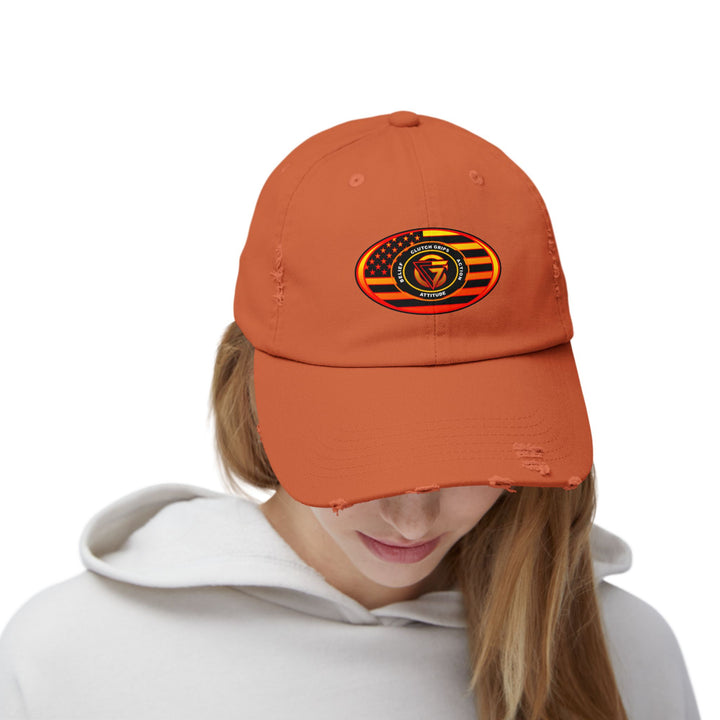 RED ORANGE YELLOW FADE OVAL AMERICAN FLAG CAP