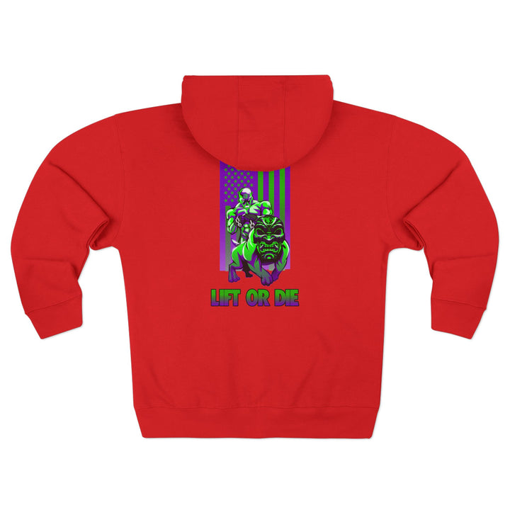 CG ANGRY DOG PURPLE GREEN/LIFT OR DIE ZIP UP