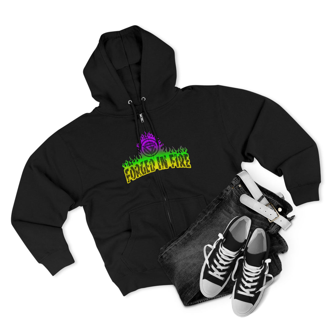 TIGER FLAME YELLOW GREEN PURPLE/READY FOR WAR ZIP UP