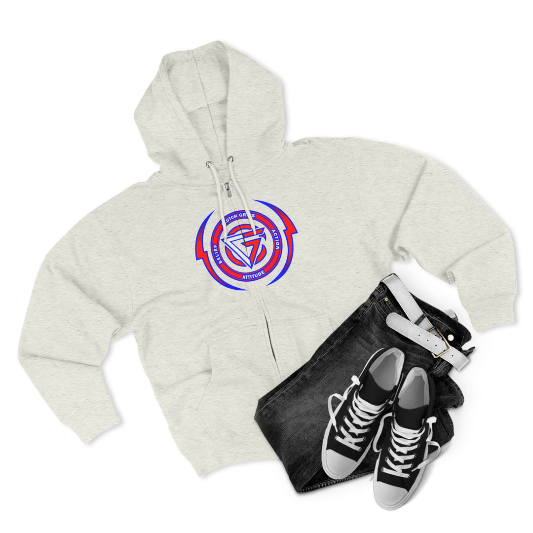 CG APE VS ZILLA 2ND FIGHTRED WHITE BLUE FADE /WELCOME TO THE JUNGLE ZIP UP