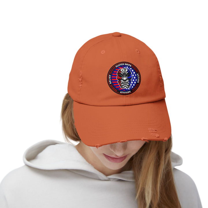 SAMURAI MASK RED WHITE BLUE FLAG/BELIEF ATTITUDE ACTION CAP