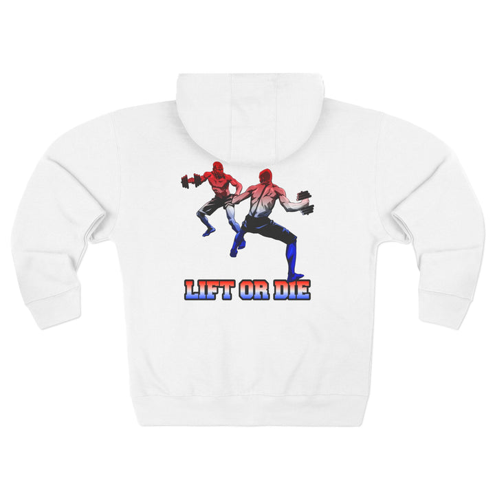 CG MAN VS SELF FIGHT RED WHITE BLUE ZIP UP