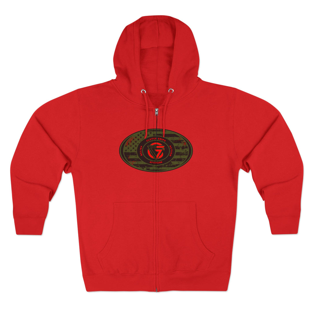 CG ANGRY DOG MILITARY GREEN BLOOD RED /AMERICAN SAVAGE ZIP UP
