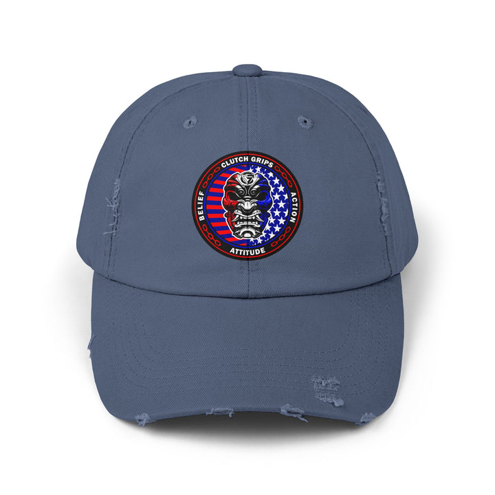 SAMURAI MASK RED WHITE BLUE FLAG/BELIEF ATTITUDE ACTION CAP