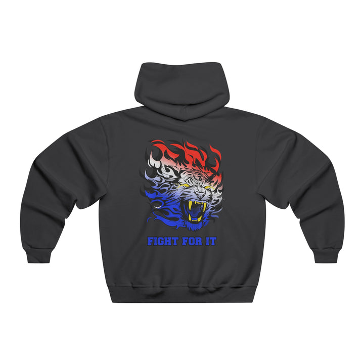 TIGER FLAME RED WHITE BLUE FADE/FIGHT FOR IT