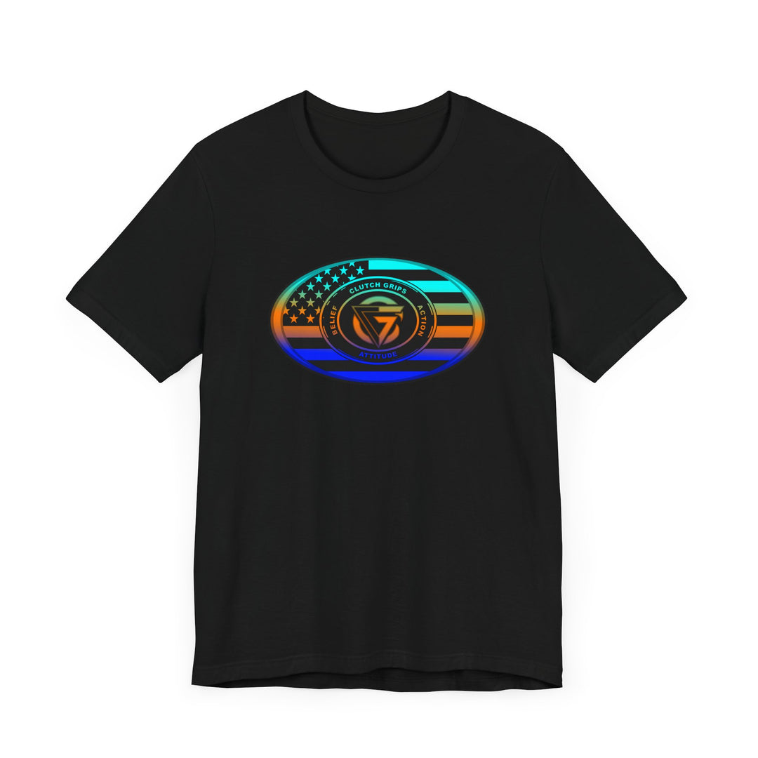CG OVAL USA FLAG BLUE ORANGE AQUA BLEND