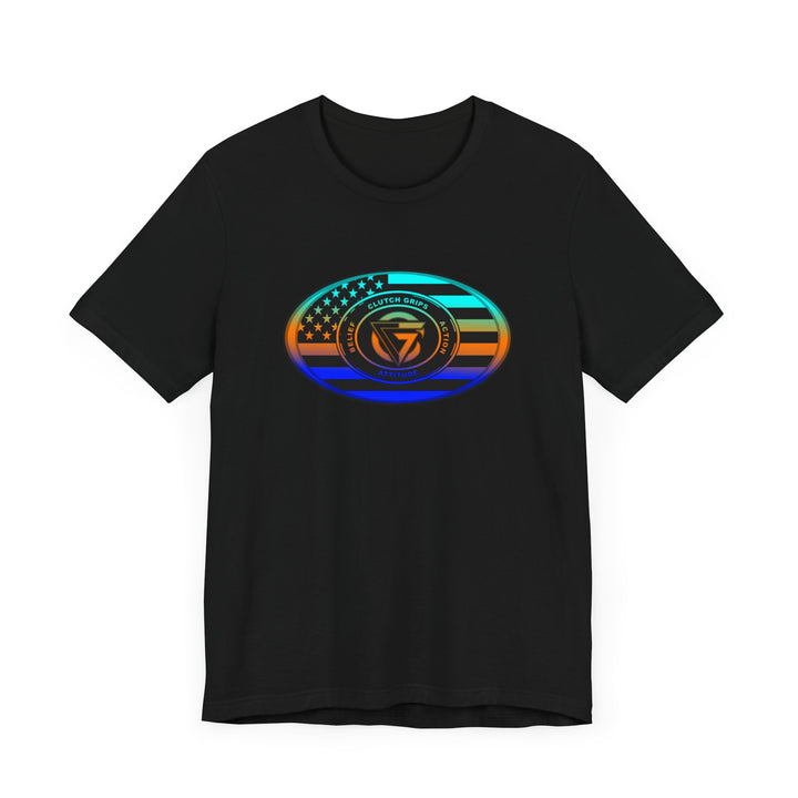 CG OVAL USA FLAG BLUE ORANGE AQUA BLEND