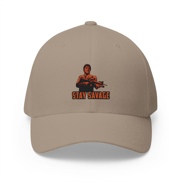 CG FINAL BOSS RED BLACK LOGO /FLAG /STAY SAVAGE Closed-Back Structured Cap (Embroidery)