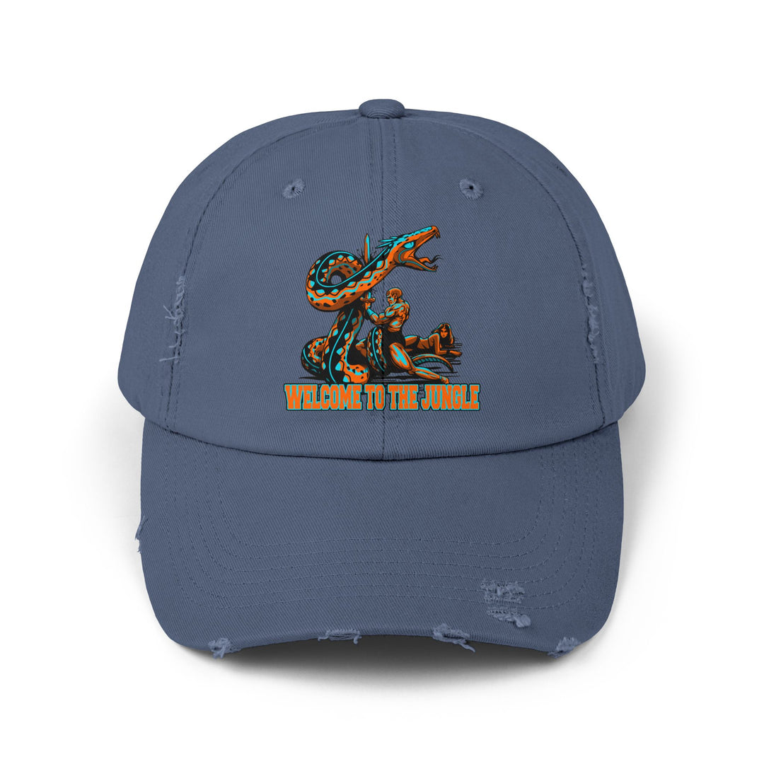 SERPENT SLAYER ORANGE AQUA WELCOME TO THE JUNGLE CAP