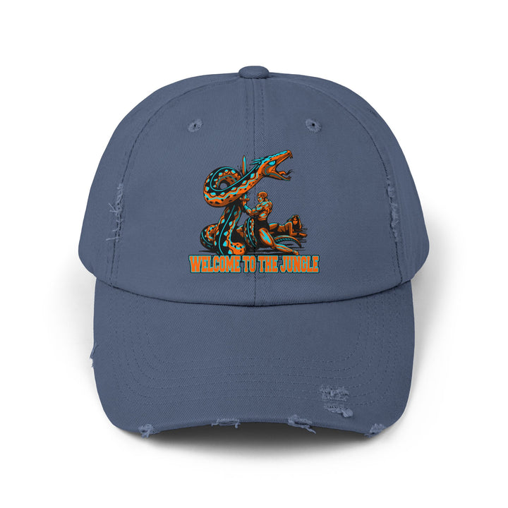 SERPENT SLAYER ORANGE AQUA WELCOME TO THE JUNGLE CAP