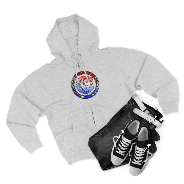 CG APE VS ZILLA 2ND FIGHTRED WHITE BLUE FADE /AMERICAN SAVAGE ZIP UP