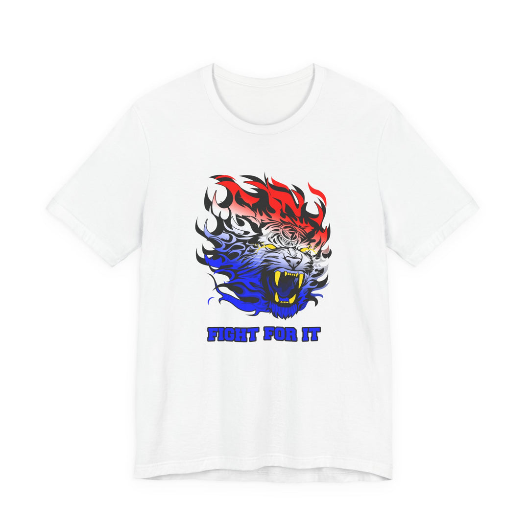 TIGER FLAME RED WHITE BLUE FADE/FIGHT FOR IT