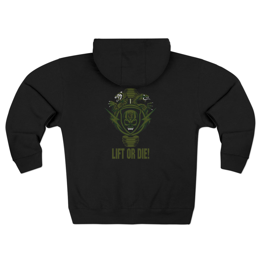 CG SGL SKULL DRAGON TIGER BELL ARMY GREEN /LIFT OR DIE ZIP UP