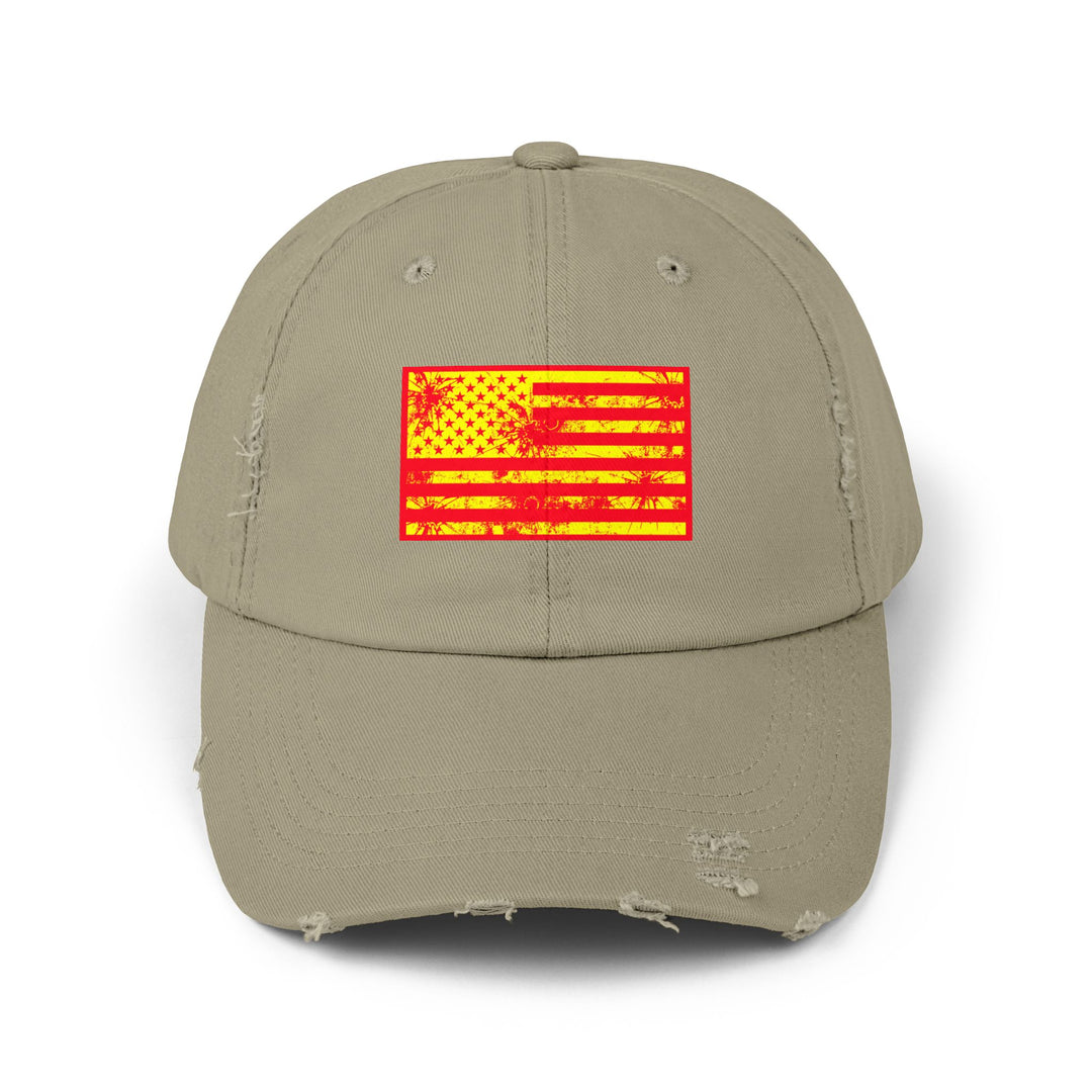 BATTLE HARDENED BLOOD RED & GOLD AMERICAN FREEDOM FLAG CAP