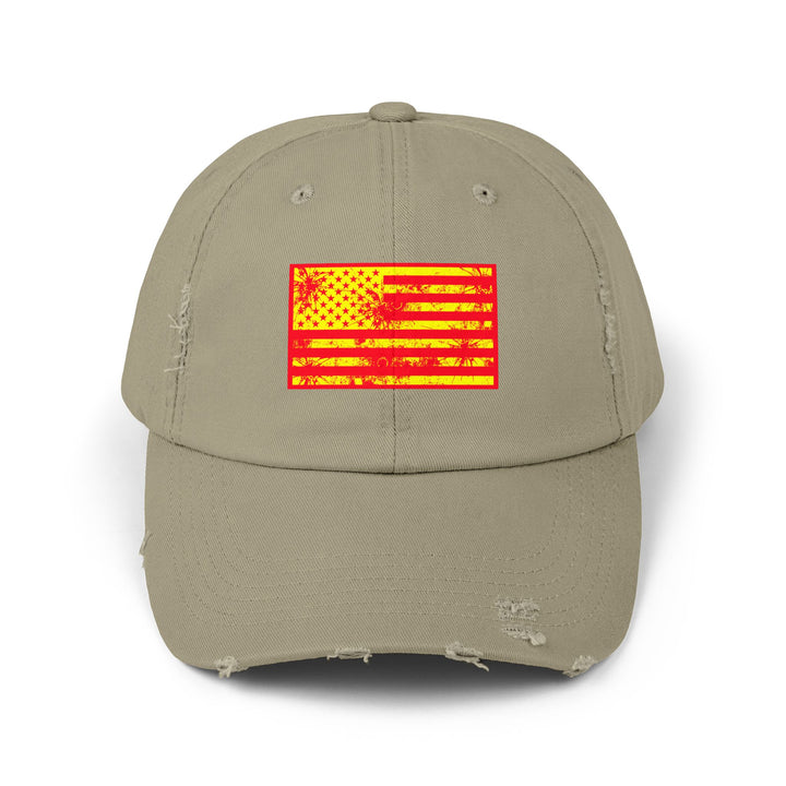 BATTLE HARDENED BLOOD RED & GOLD AMERICAN FREEDOM FLAG CAP