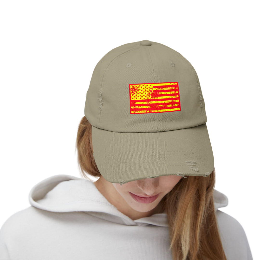 BATTLE HARDENED BLOOD RED & GOLD AMERICAN FREEDOM FLAG CAP