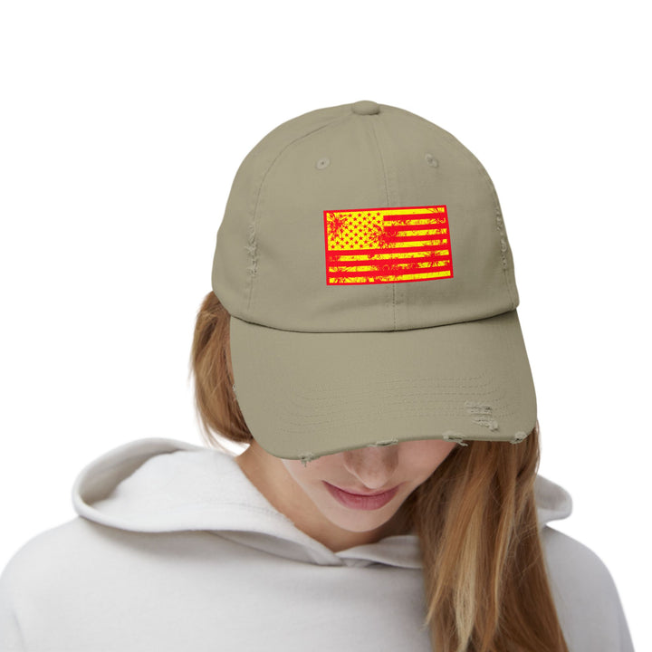 BATTLE HARDENED BLOOD RED & GOLD AMERICAN FREEDOM FLAG CAP