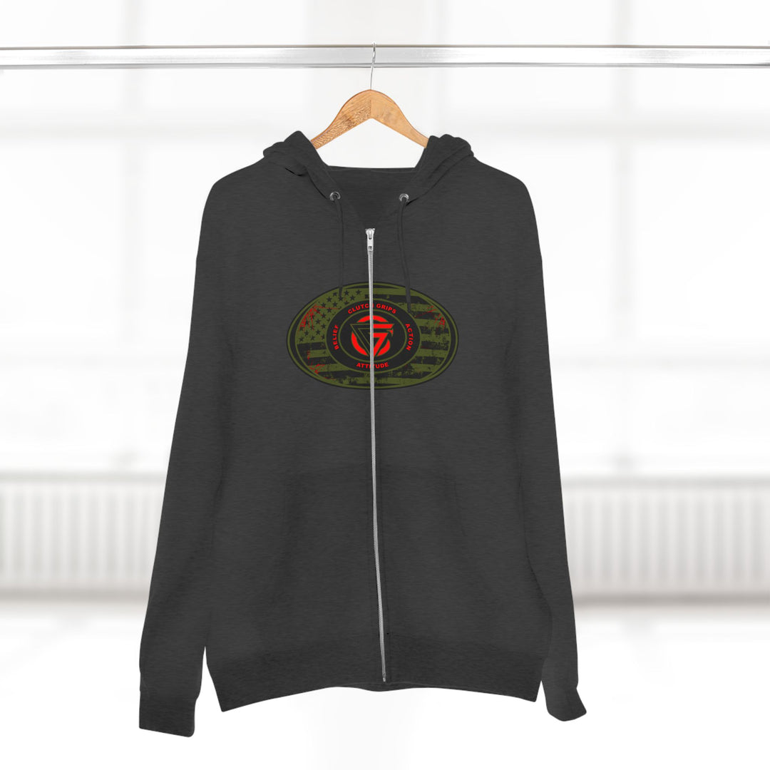 CG ANGRY DOG MILITARY GREEN BLOOD RED /AMERICAN SAVAGE ZIP UP