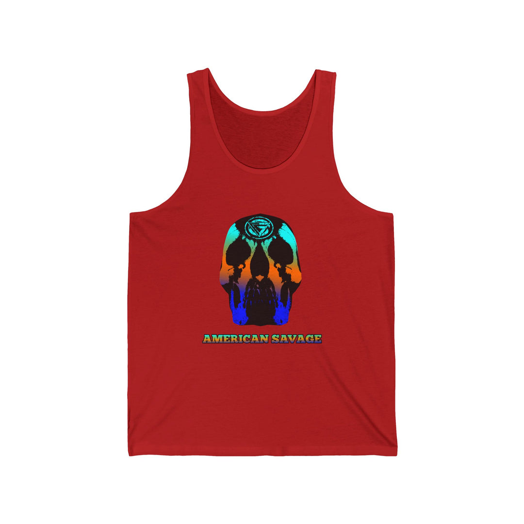 SKULLATOR TANK BLUE ORANGE AQUA /AMERICAN SAVAGE