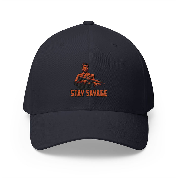 CG FINAL BOSS RED BLACK LOGO /FLAG /STAY SAVAGE Closed-Back Structured Cap (Embroidery)