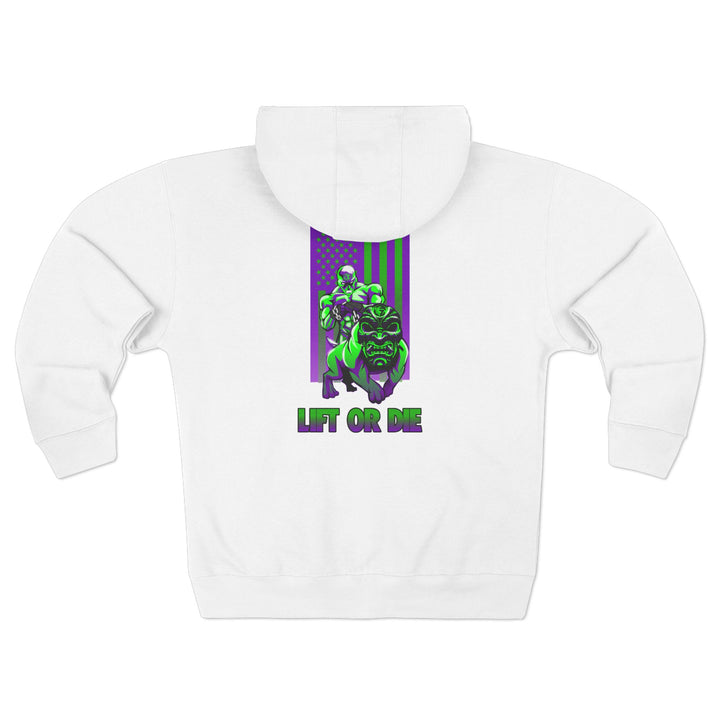CG ANGRY DOG PURPLE GREEN/LIFT OR DIE ZIP UP