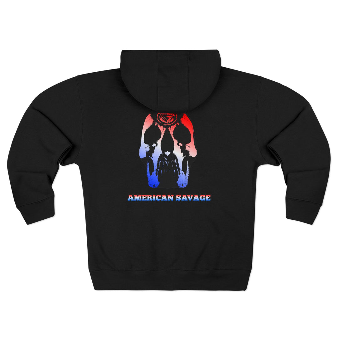 CG SKULL RED WHITE BLUE FADE /AMERICAN SAVAGE ZIP UP