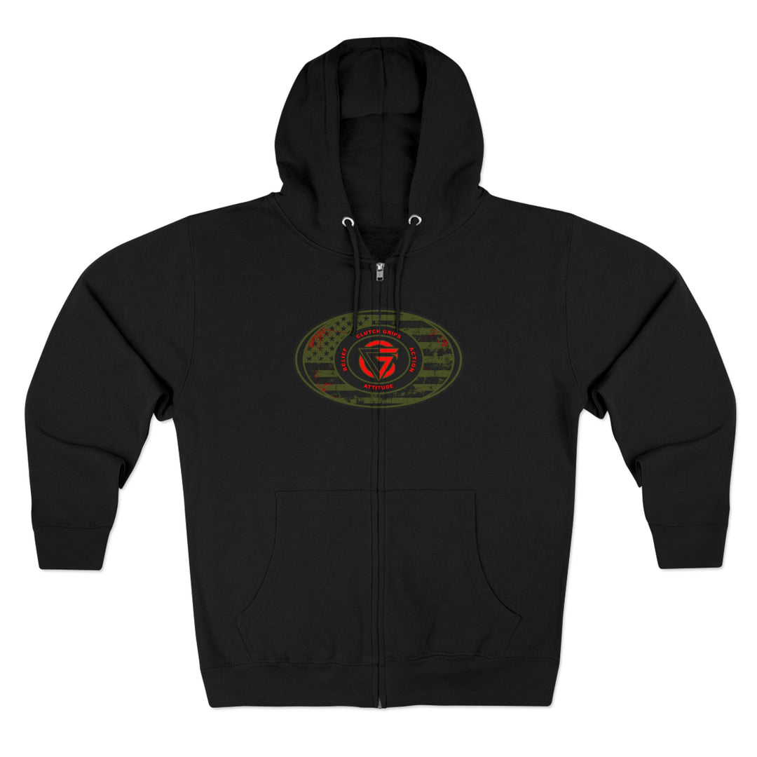 DYNAMITE TIGER RED GREEN YELLOW/LIVE FREE OR DIE ZIP UP