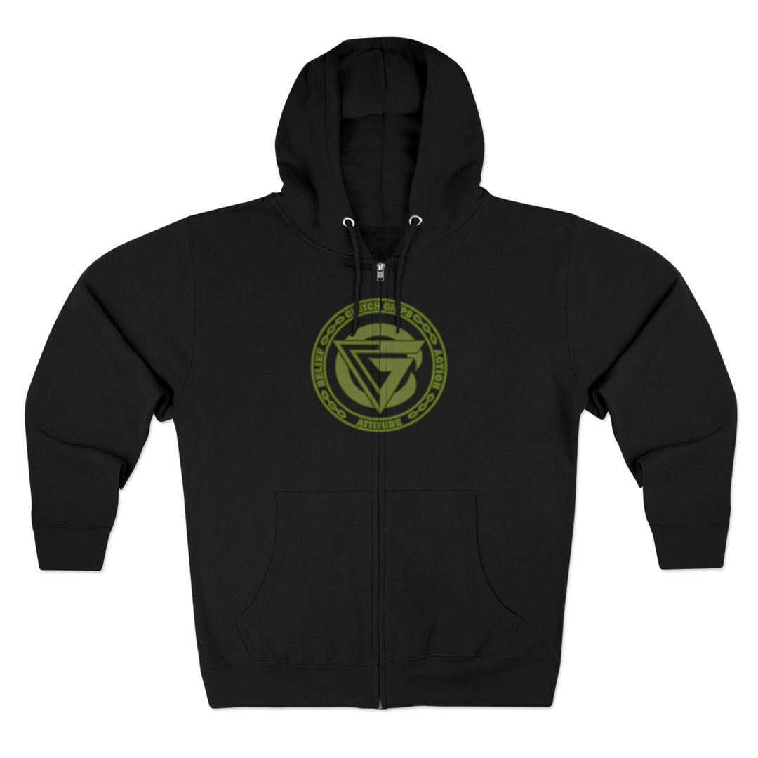 CG SGL SKULL DRAGON TIGER BELL ARMY GREEN /LIFT OR DIE ZIP UP