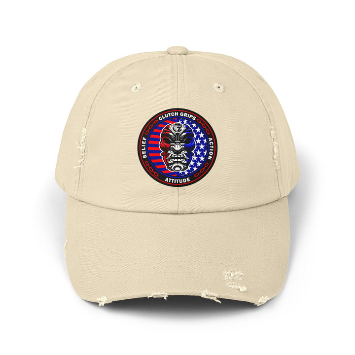 SAMURAI MASK RED WHITE BLUE FLAG/BELIEF ATTITUDE ACTION CAP