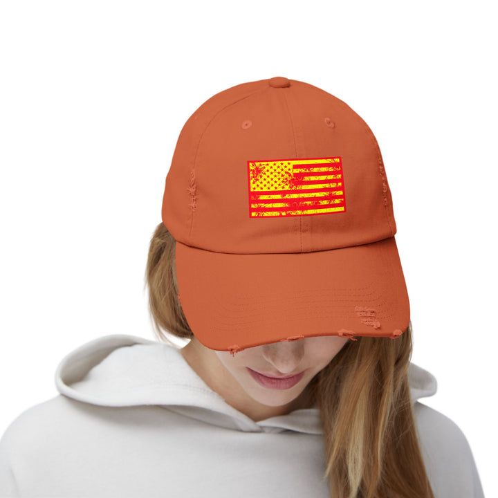 BATTLE HARDENED BLOOD RED & GOLD AMERICAN FREEDOM FLAG CAP