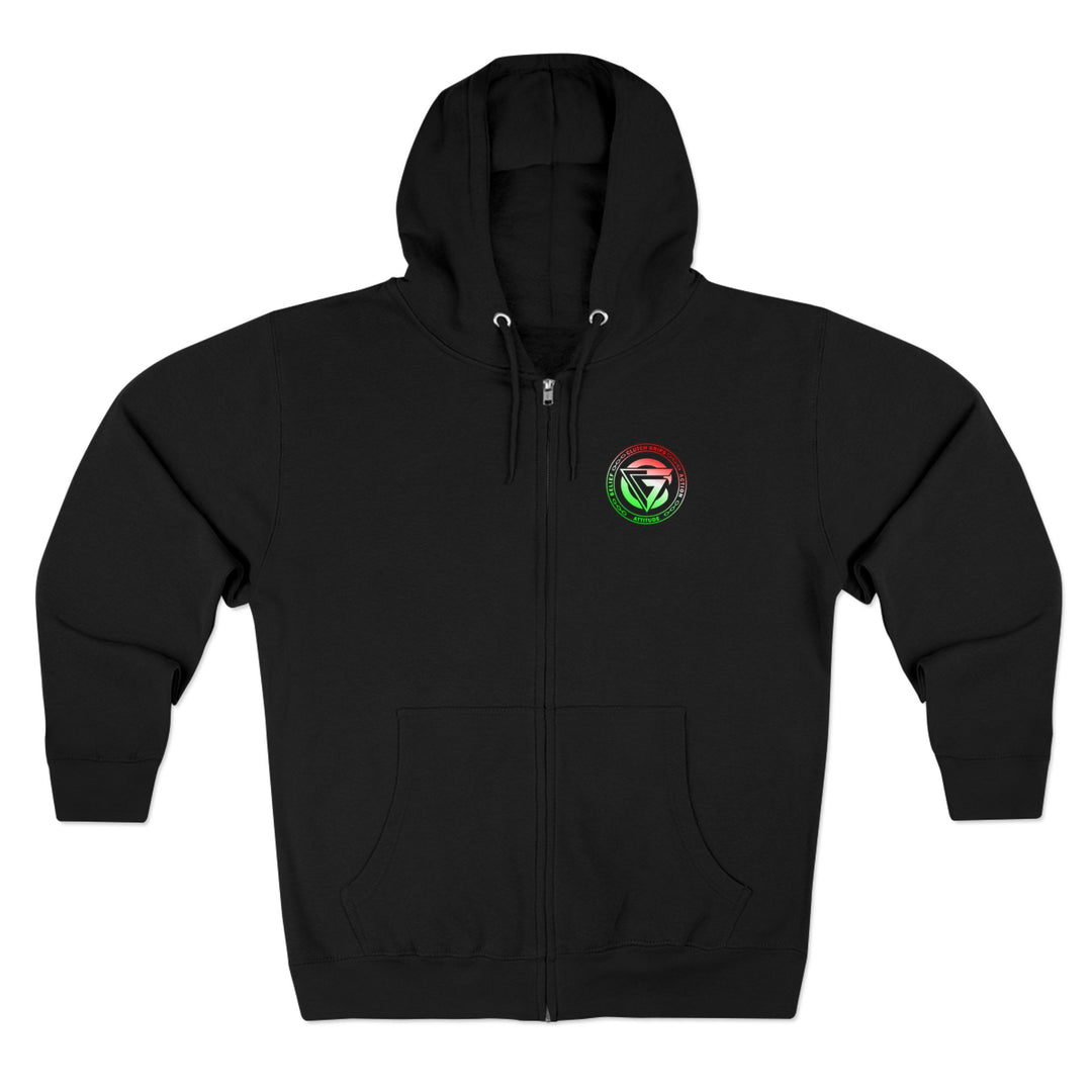 SKULLATOR SGL BELL DRAGON TIGER RED WHITE GREEN FADE/READY FOR WAR ZIP UP