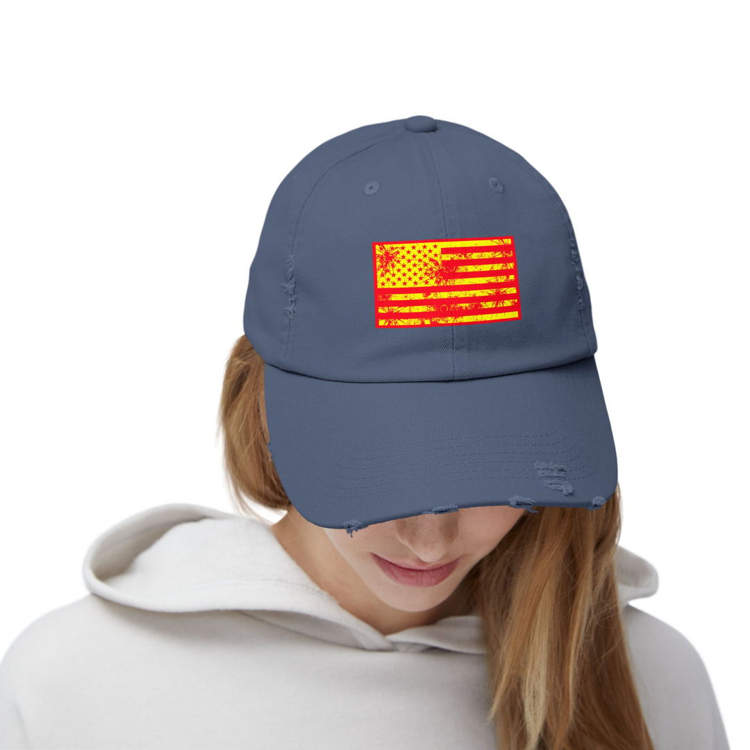 BATTLE HARDENED BLOOD RED & GOLD AMERICAN FREEDOM FLAG CAP