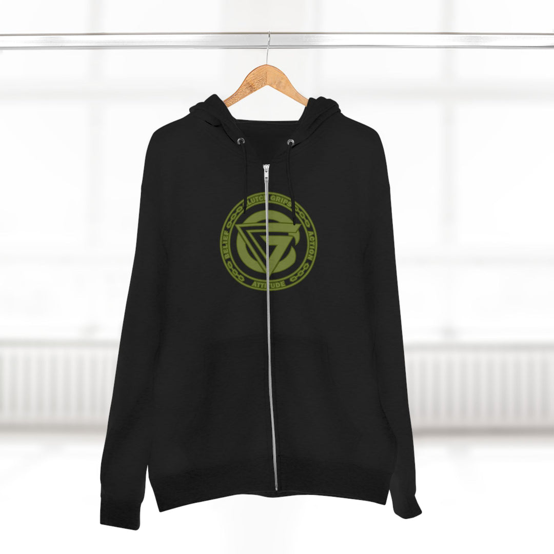 CG SGL SKULL DRAGON TIGER BELL ARMY GREEN /LIFT OR DIE ZIP UP