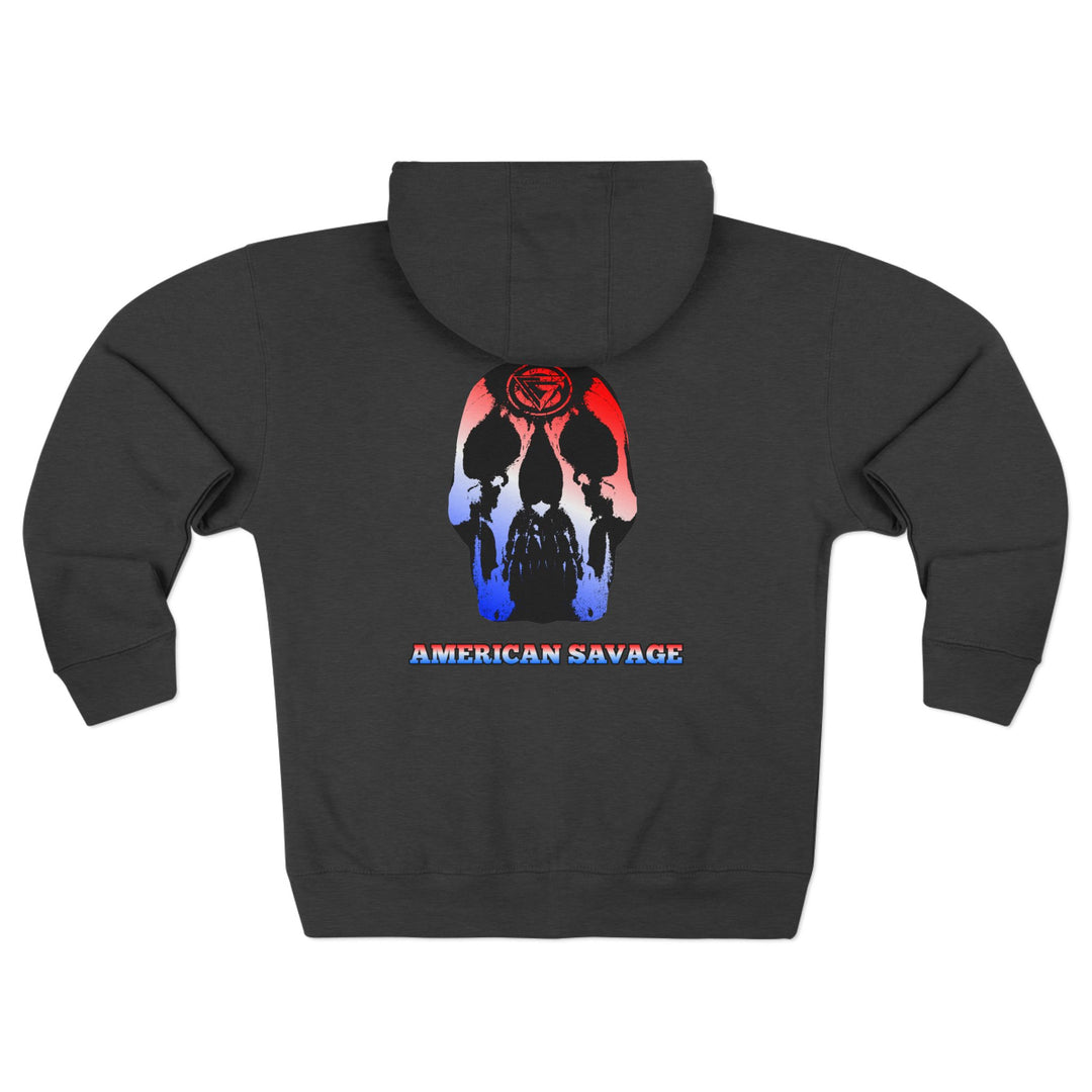 CG SKULL RED WHITE BLUE FADE /AMERICAN SAVAGE ZIP UP