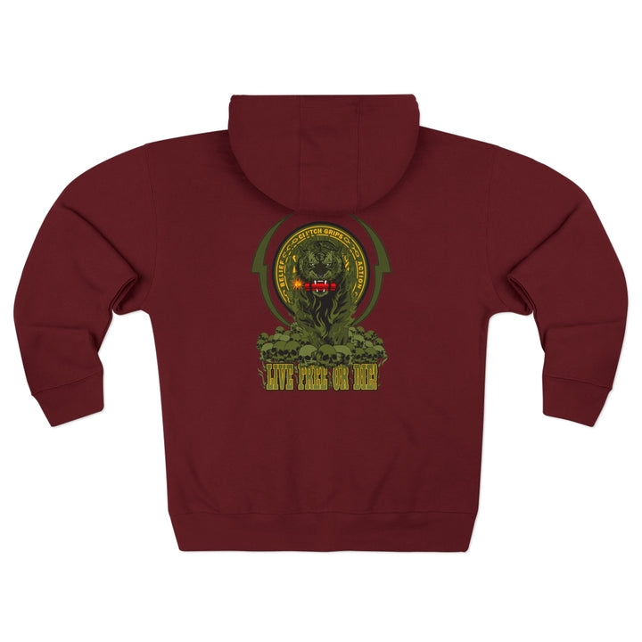 DYNAMITE TIGER RED GREEN YELLOW/LIVE FREE OR DIE ZIP UP