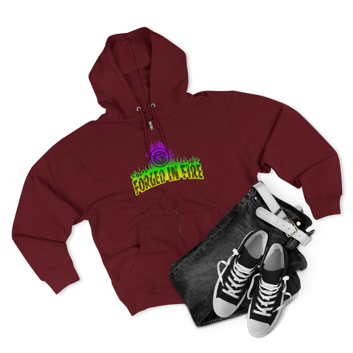 TIGER FLAME YELLOW GREEN PURPLE/READY FOR WAR ZIP UP
