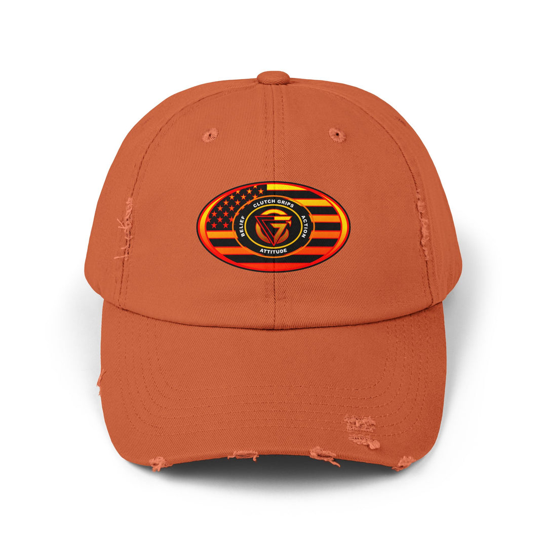 RED ORANGE YELLOW FADE OVAL AMERICAN FLAG CAP