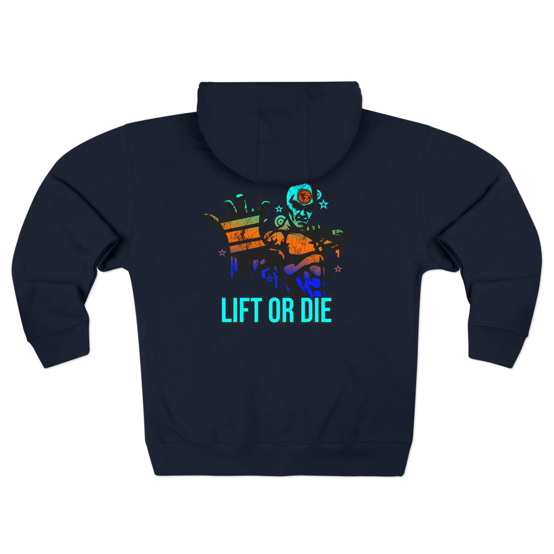 CG MAC MASTER FLASH BLUE ORANGE AQUA FADE /LIFT OR DIE ZIP UP